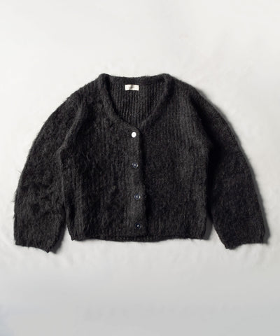 【 me+em select original 】ワイドスリーブシャギーボリュームニットカーディガン ／ wide sleeve shaggy volume knit cardigan