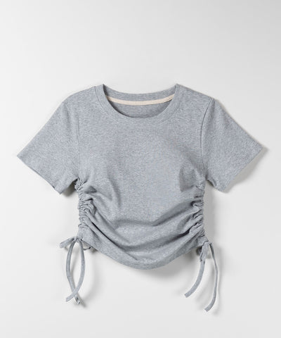 【 ８color 】サイドシャーリングリボンショート半袖Ｔシャツ