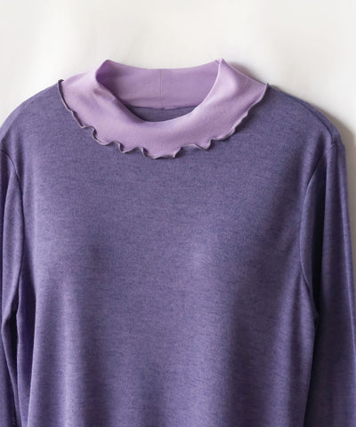 シアー切替プチハイネックメロートップス