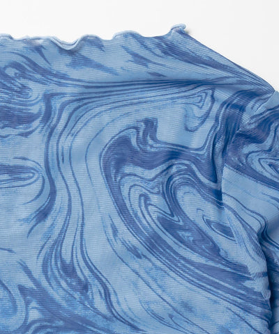 【 ５color 】総柄マーブルシアーメローショートトップス／ marble sheer mellow short tops
