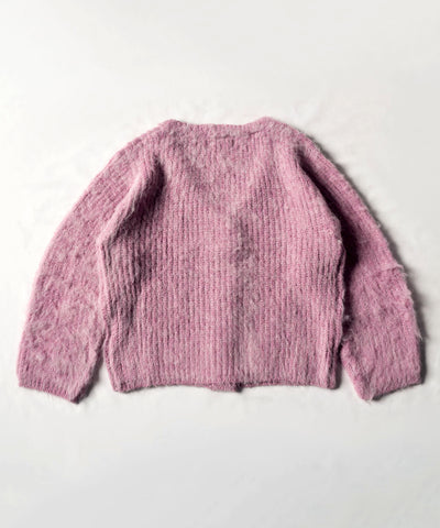 【 me+em select original 】ワイドスリーブシャギーボリュームニットカーディガン ／ wide sleeve shaggy volume knit cardigan