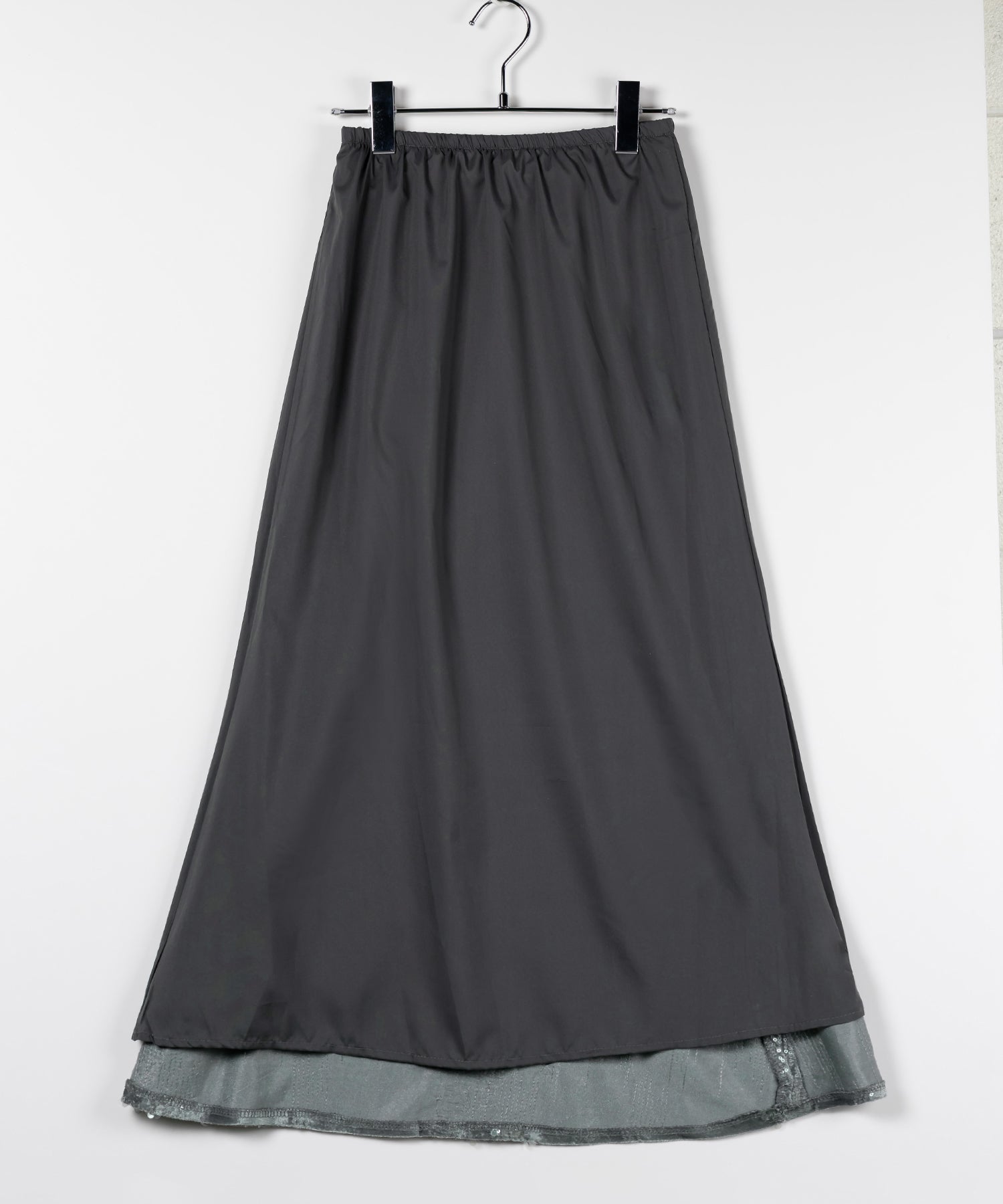 【 ４color ／ 裏地付き 】モダンスパンコールロングナロースカート