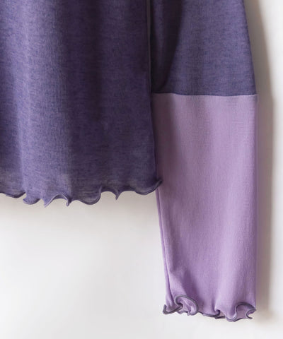 シアー切替プチハイネックメロートップス