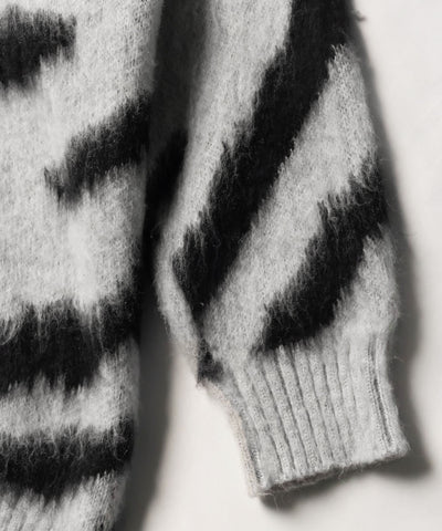 ビッグシルエットモヘアライクゼブラニット ／ big silhouette mohair like zebra knit