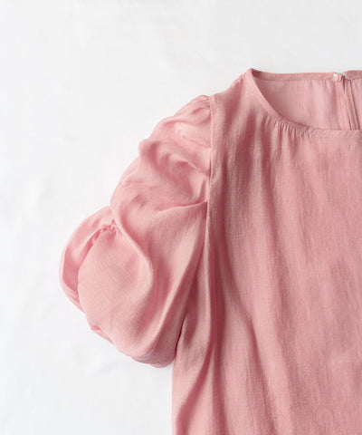 【 5color 】シャーリングパフスリーブグロッシーシアーブラウス