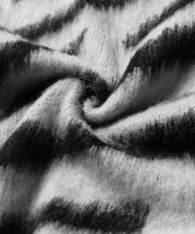 ビッグシルエットモヘアライクゼブラニット ／ big silhouette mohair like zebra knit