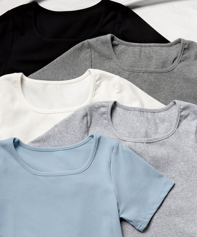【 ６color 】スクエアネッククロップドちびＴシャツ