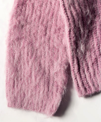【 me+em select original 】ワイドスリーブシャギーボリュームニットカーディガン ／ wide sleeve shaggy volume knit cardigan