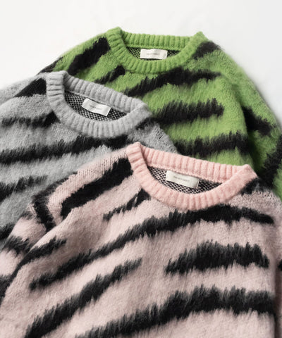ビッグシルエットモヘアライクゼブラニット ／ big silhouette mohair like zebra knit